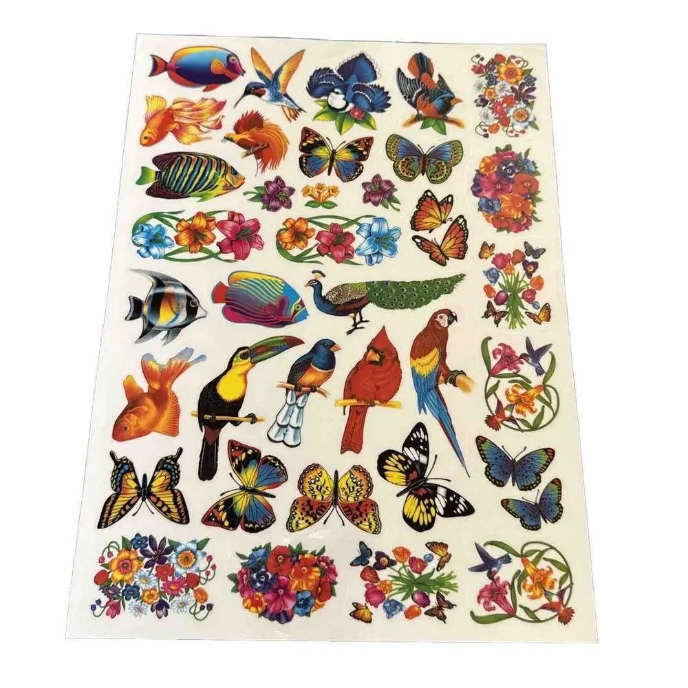 VTG Animal Tropical Birds Static Cling Window Decorations‎ 4 Sheets Super Signs